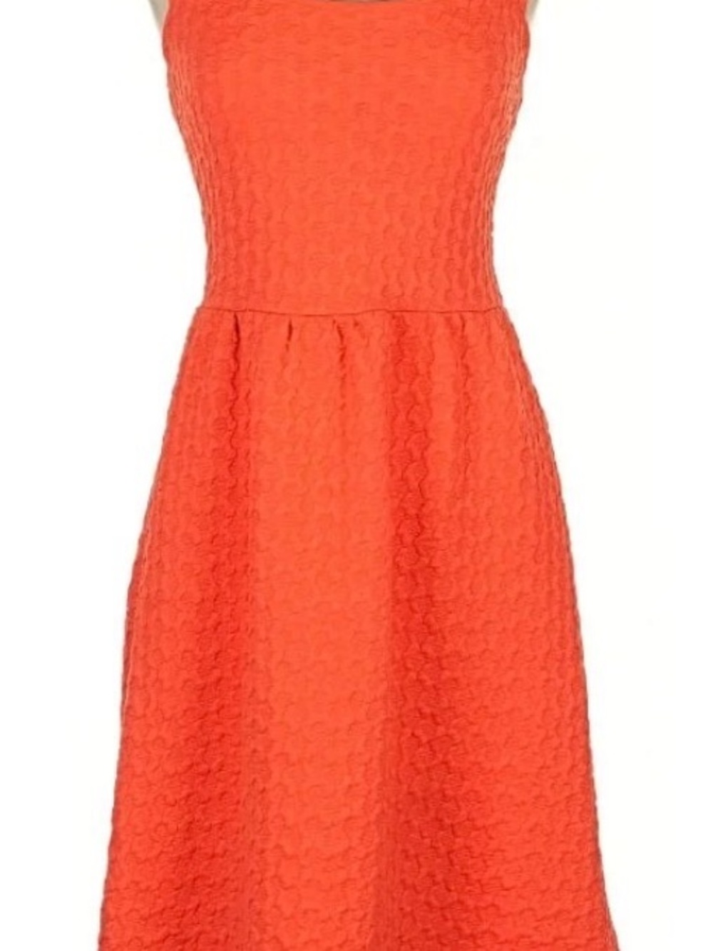 Maeve Anthro « Caye » Scallop Textured Coral Sleeveless Fit-and-Flare Dress S